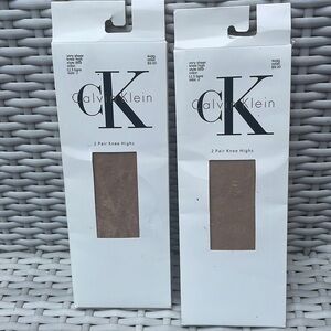 NIB Calvin Klein 2-Pack Sheer Knee-Highs In Bare